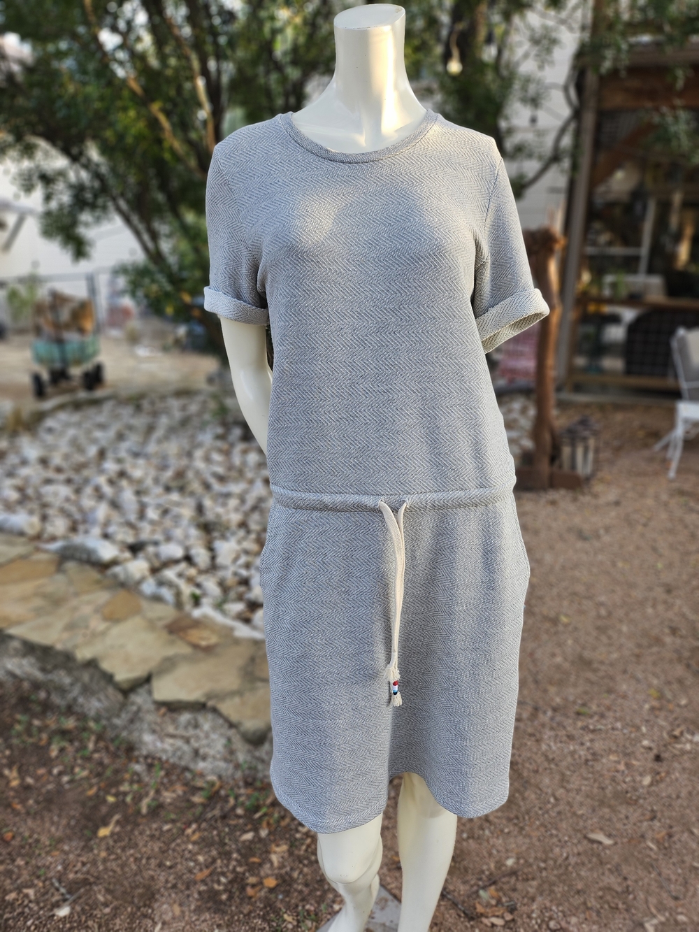 Sol Angeles Light Gray Textured Knit Midi Dress S